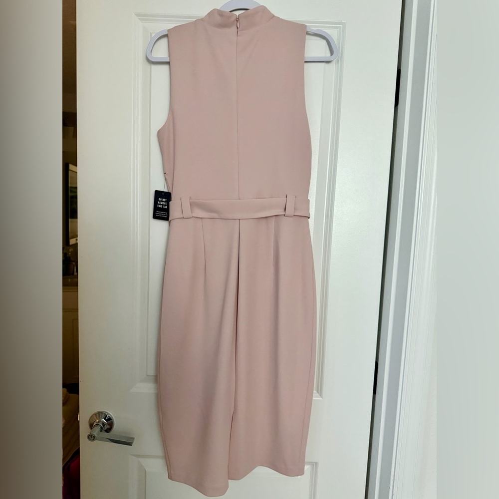 Express Dusty Blush Pink Belted Mock Neck Midi Dress NWT Medium (M) - Picture 2 of 10